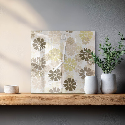 Horloge carrée en verre Art floral