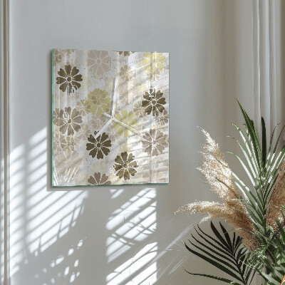 Horloge carrée en verre Art floral