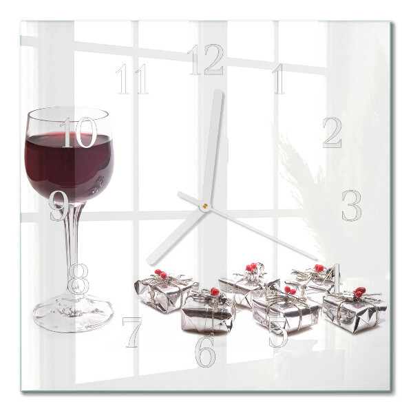 Horloge carrée en verre Un verre de vin
