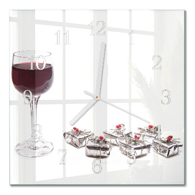 Horloge carrée en verre Un verre de vin