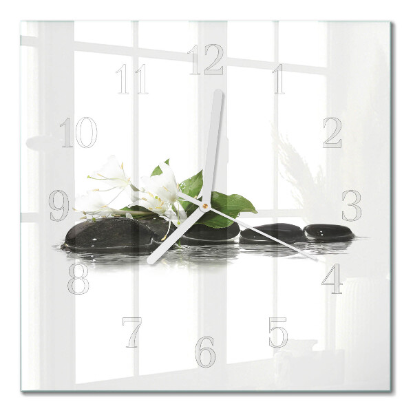 Horloge carrée en verre Pierres zen