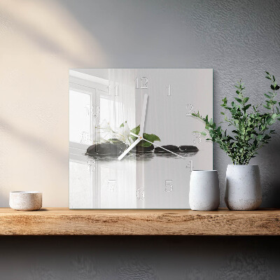 Horloge carrée en verre Pierres zen