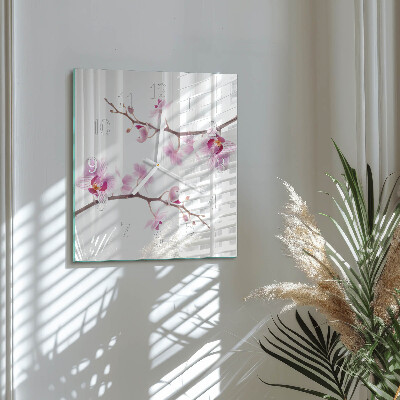 Horloge carrée en verre Orchidée