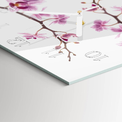 Horloge carrée en verre Orchidée