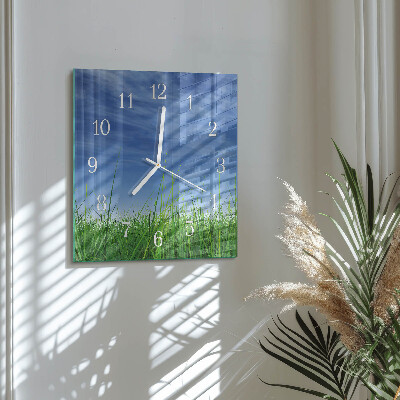 Horloge carrée en verre Herbe