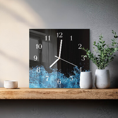 Horloge carrée en verre Eau