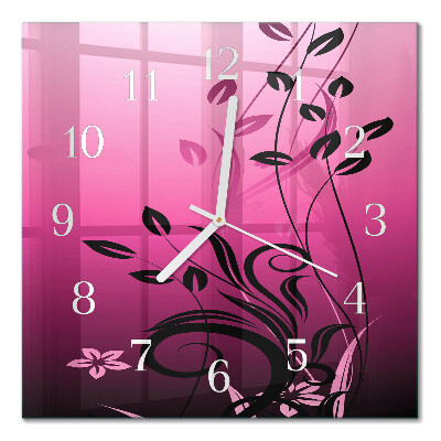 Horloge carrée en verre Art floral