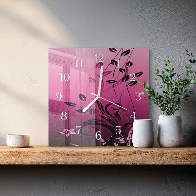Horloge carrée en verre Art floral