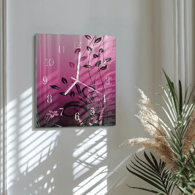 Horloge carrée en verre Art floral