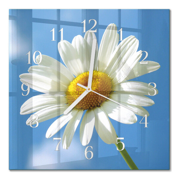 Horloge carrée en verre Fleur