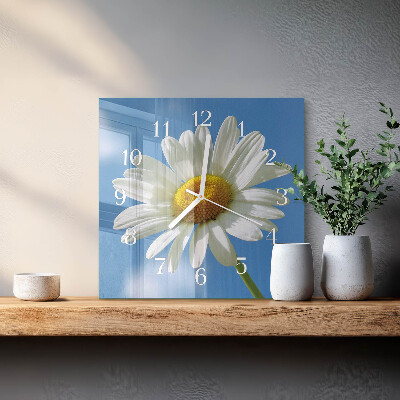 Horloge carrée en verre Fleur
