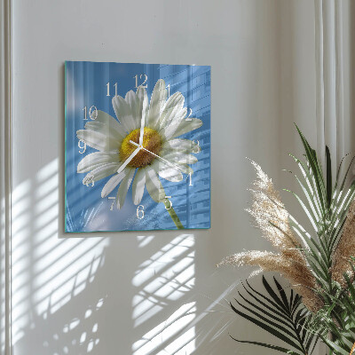 Horloge carrée en verre Fleur