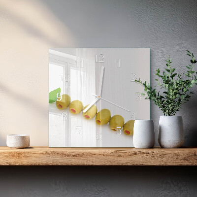 Horloge carrée en verre Olives