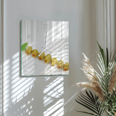 Horloge carrée en verre Olives