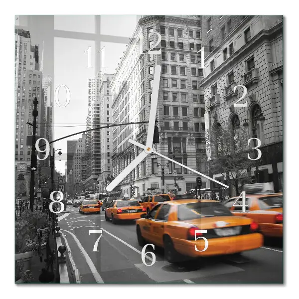 Horloge carrée en verre Taxi new-yorkais