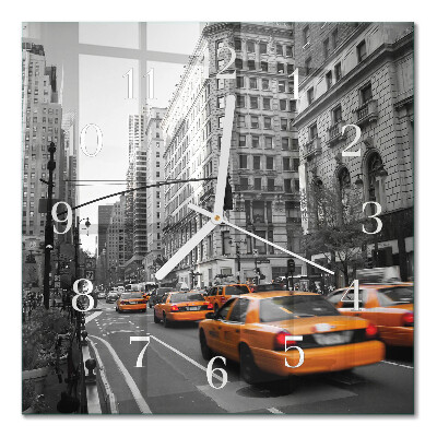 Horloge carrée en verre Taxi new-yorkais