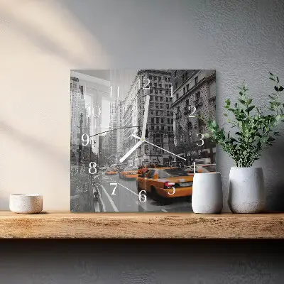 Horloge carrée en verre Taxi new-yorkais