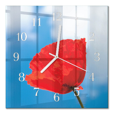 Horloge carrée en verre Pavot