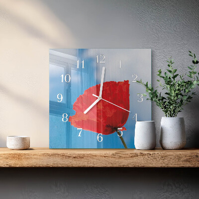 Horloge carrée en verre Pavot