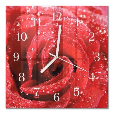 Horloge carrée en verre Rose