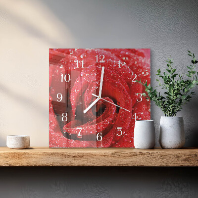 Horloge carrée en verre Rose