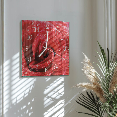 Horloge carrée en verre Rose