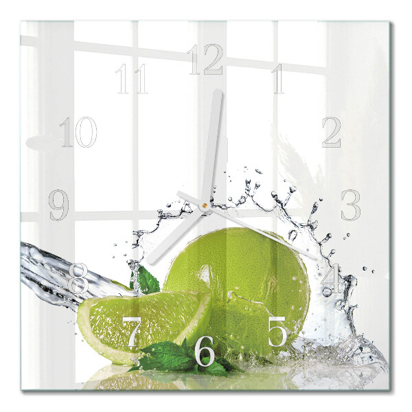 Horloge carrée en verre Eau citronnée