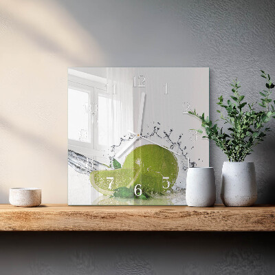 Horloge carrée en verre Eau citronnée