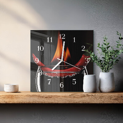 Horloge murale carrée Piment ardent