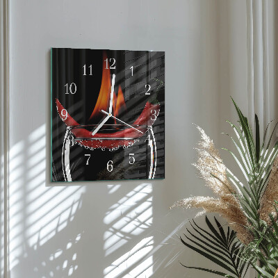 Horloge murale carrée Piment ardent