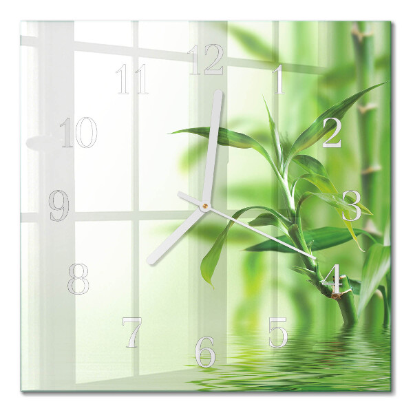 Horloge carrée en verre Bambou