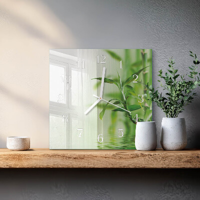 Horloge carrée en verre Bambou