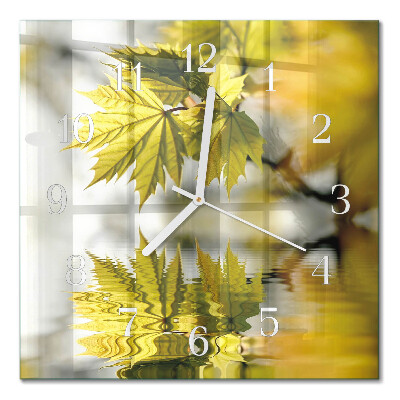Horloge carrée en verre Feuille d'érable