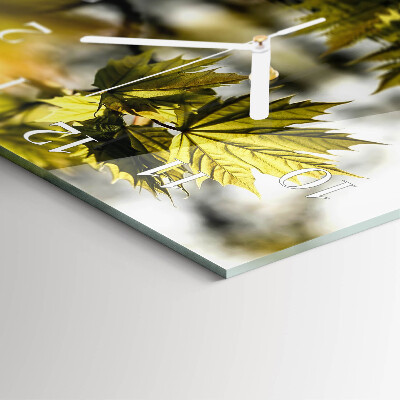 Horloge carrée en verre Feuille d'érable