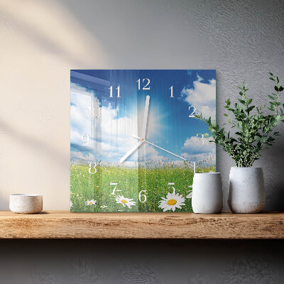 Horloge murale carrée Fleurs des prés