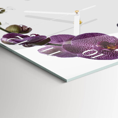 Horloge carrée en verre Orchidée