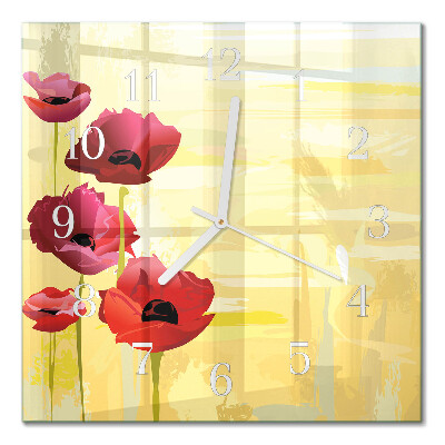 Horloge carrée en verre Coquelicots