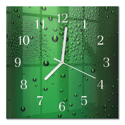 Horloge carrée en verre Gouttes d'eau