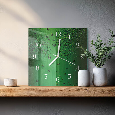 Horloge carrée en verre Gouttes d'eau