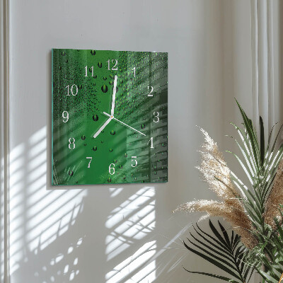 Horloge carrée en verre Gouttes d'eau
