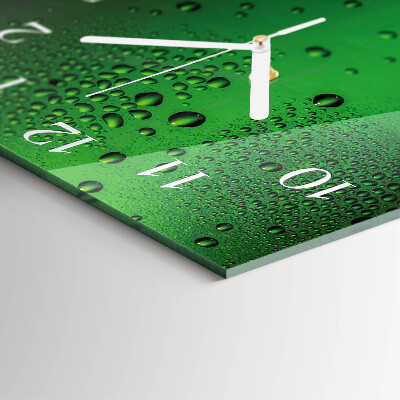Horloge carrée en verre Gouttes d'eau