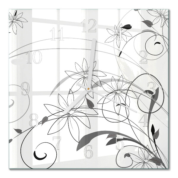 Horloge murale carrée Art floral