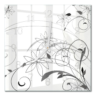 Horloge murale carrée Art floral