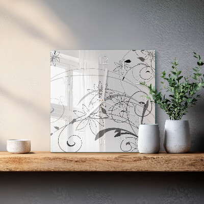 Horloge murale carrée Art floral