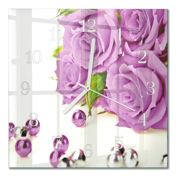 Horloge carrée en verre Roses