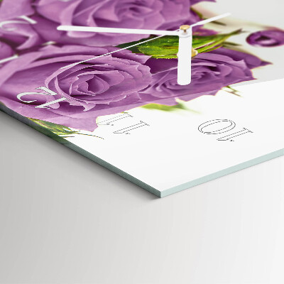 Horloge carrée en verre Roses