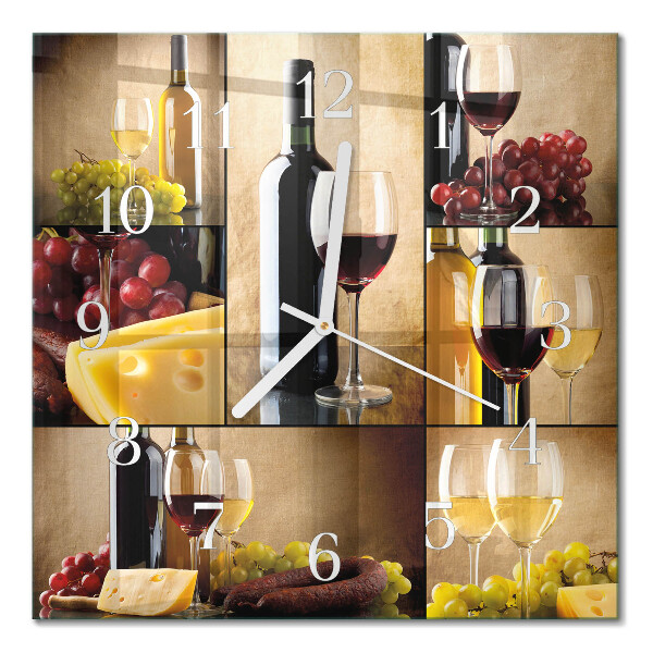 Horloge carrée en verre Une bouteille de vin