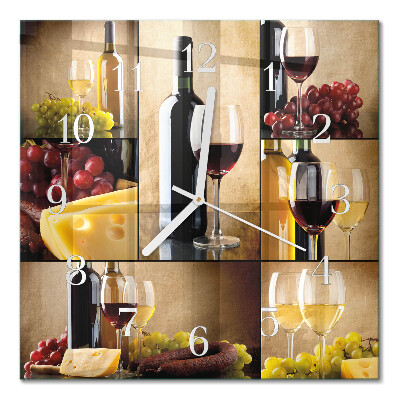 Horloge carrée en verre Une bouteille de vin