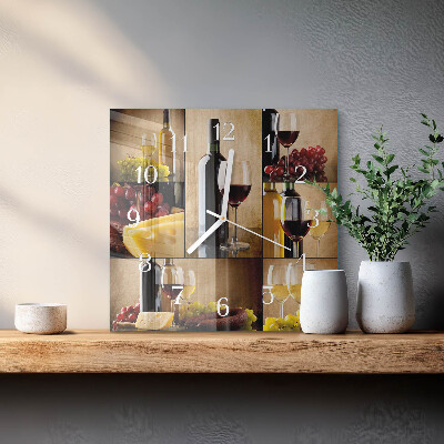 Horloge carrée en verre Une bouteille de vin