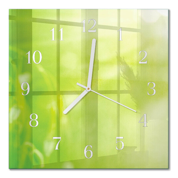 Horloge carrée en verre Herbe